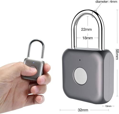 Miniatura 4 de Candado de huellas dactilares eLinkSmart con cerradura de combinación sin llave para casillero de gimnasio, mochila, maleta, equipaje, candado