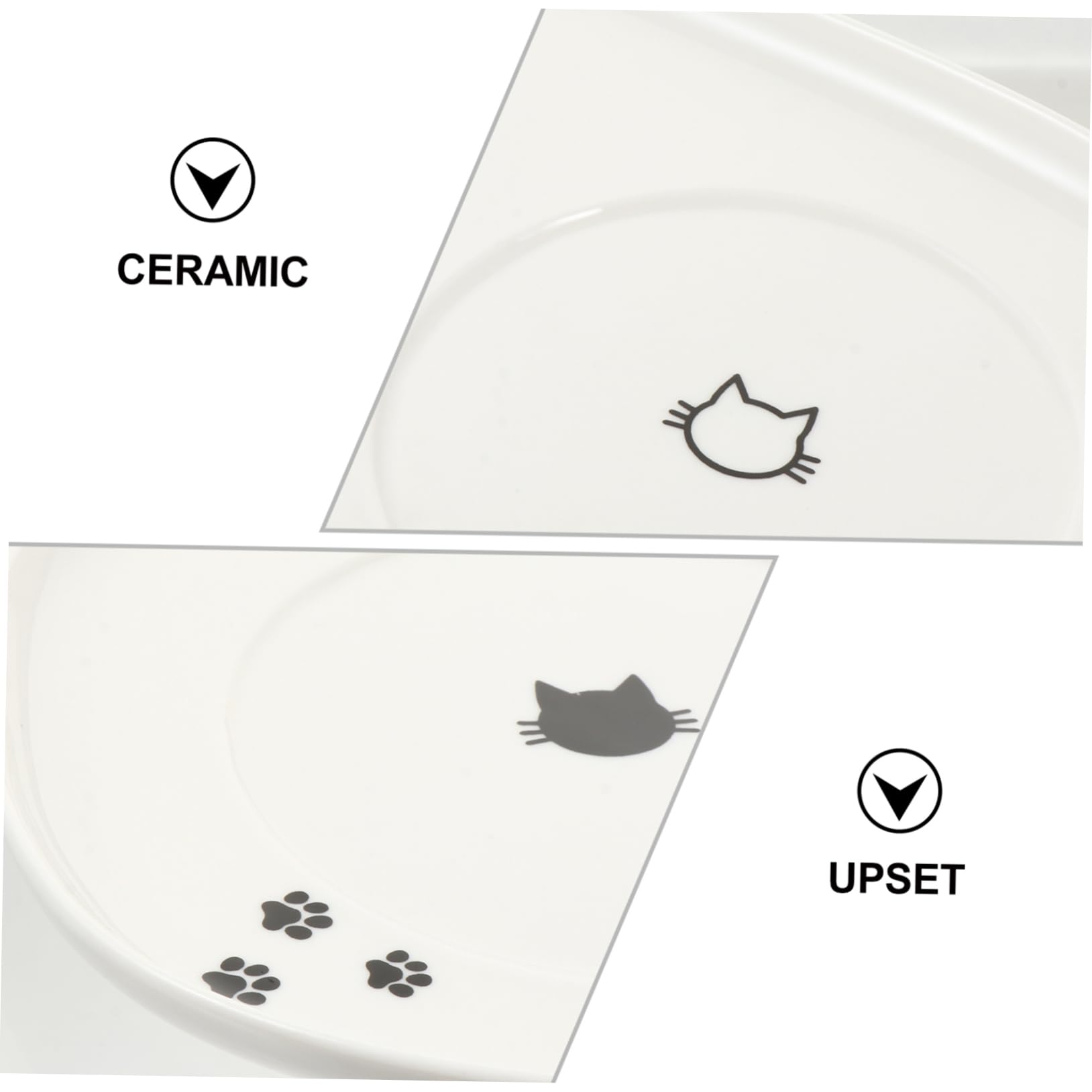 ifundom Doppelter Futternapf-Teller Für Katzen Keramik-Wasser Futter-Tray Rutschfestes Design Leicht Zu Reinigen Zum Schutz Von Böden Für Zusätzliche Flexibilität Fütterung