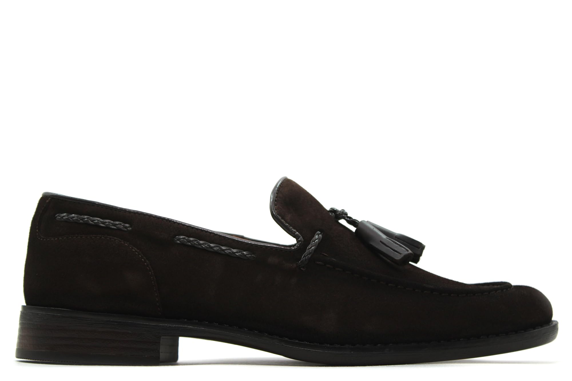 S@kut - Zapato mocasín Castellano en Piel de Ante,con borlas,Suela de Goma,tacón bajo,Elegante para: Hombre