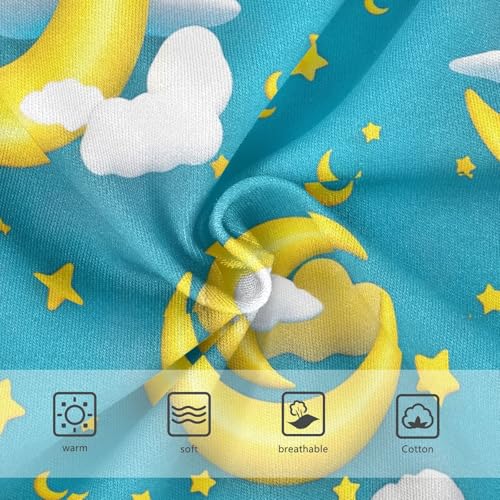 Cotton Toddler Girls Underwear Yellow Crescent Moons Blue Little Girl Panties Stylish Briefs Kids Undies 2t3