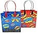 TINYMILLS Superhero Text Party Favor Treat Bags with Handles, Superhero Candy Bags for Birthday Party, Party Supply Decorations Pack of 12