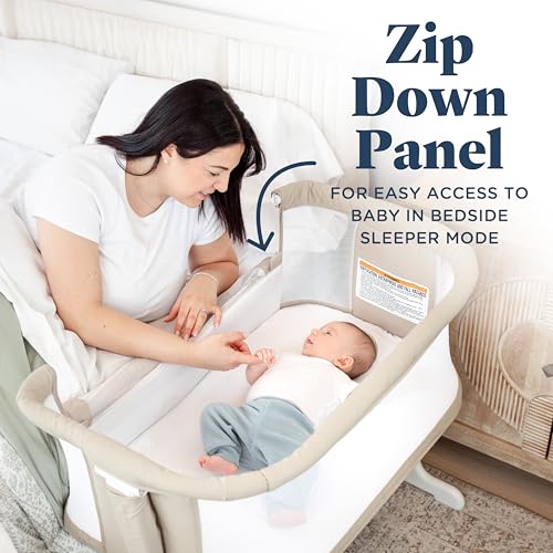 Image of Baby Delight Beside Me Dreamer Bassinet | Bedside Sleeper | 8-Position Height Adjustment | Organic Sesame