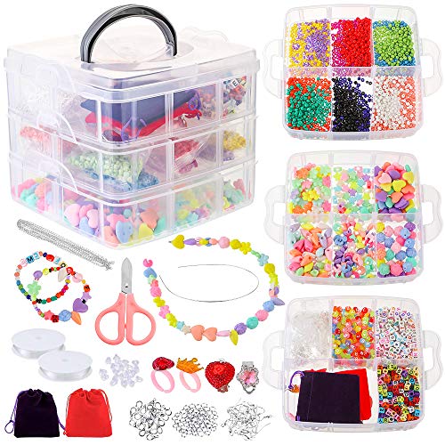 DoreenBow Jewelry Making Kit for Adults,7544PCS Jewelry Making Supplies DIY Crafts Jewelry Beads and Charms Findings Beading Wire for Necklace Bracelet Earrings Making Repair Jewelry Making Tools Kits