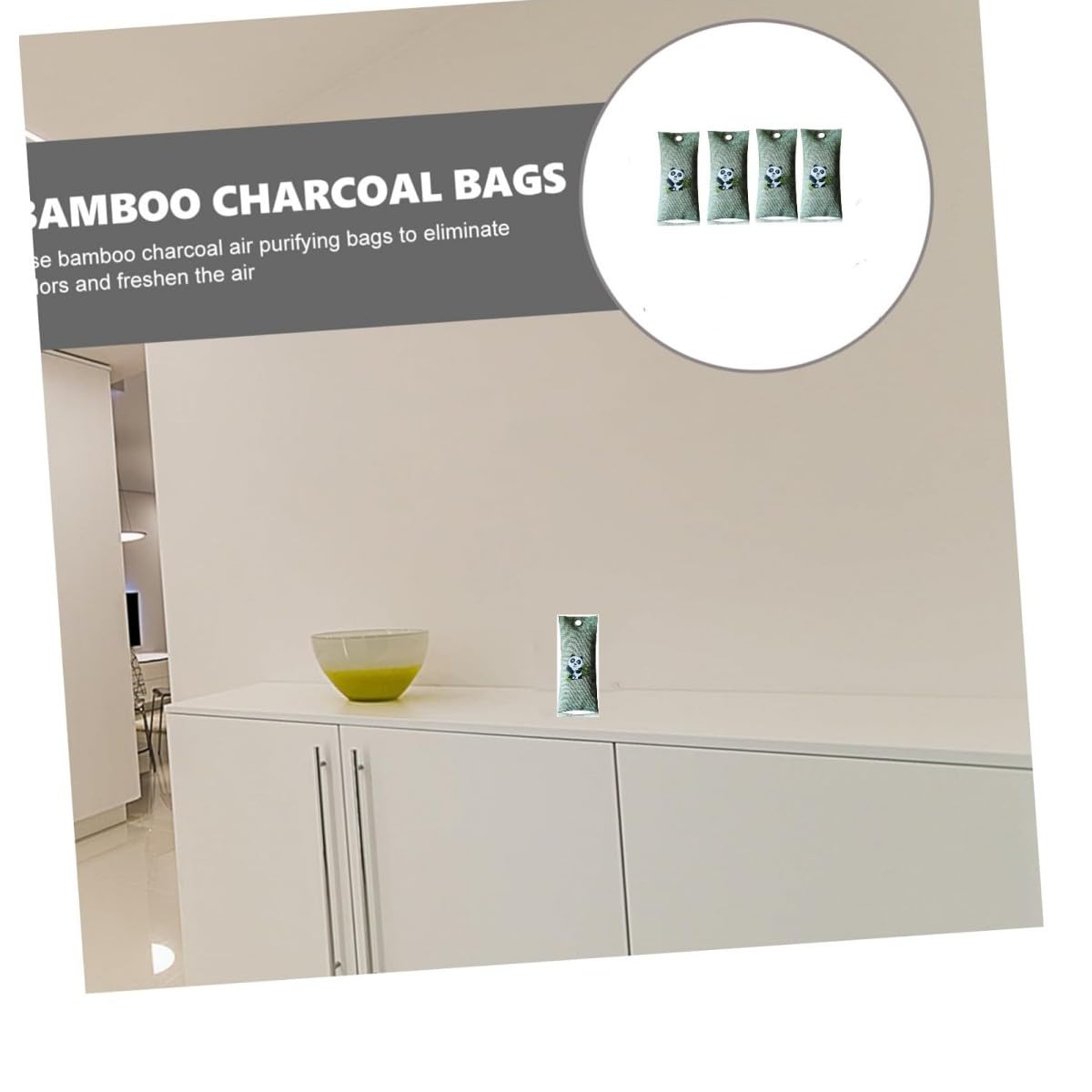 Bolsas de carbón Activado,4 Pcs (4 x 75g) Bolsa Desodorante,Elimina los Olores,Deshumidificador,Purificador De Aire,Bolsas purificadoras,para Zapatos,Coche,Cocina,baño,Nevera,Oficina