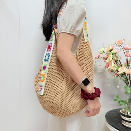 Women's Boho Embroidery Crossbody Bag Hollow Out Crochet Knit Shoulder Bag2