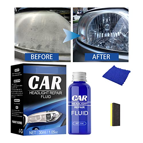 XIRUJNFD Car Headlight Repair Fluid, Headlight Polish, Headlight Restoration Kit, Headlight Cleaner and Restorer Kit, Instantly Remove Oxidation, Dirt & Haze (30ML,1 Set)