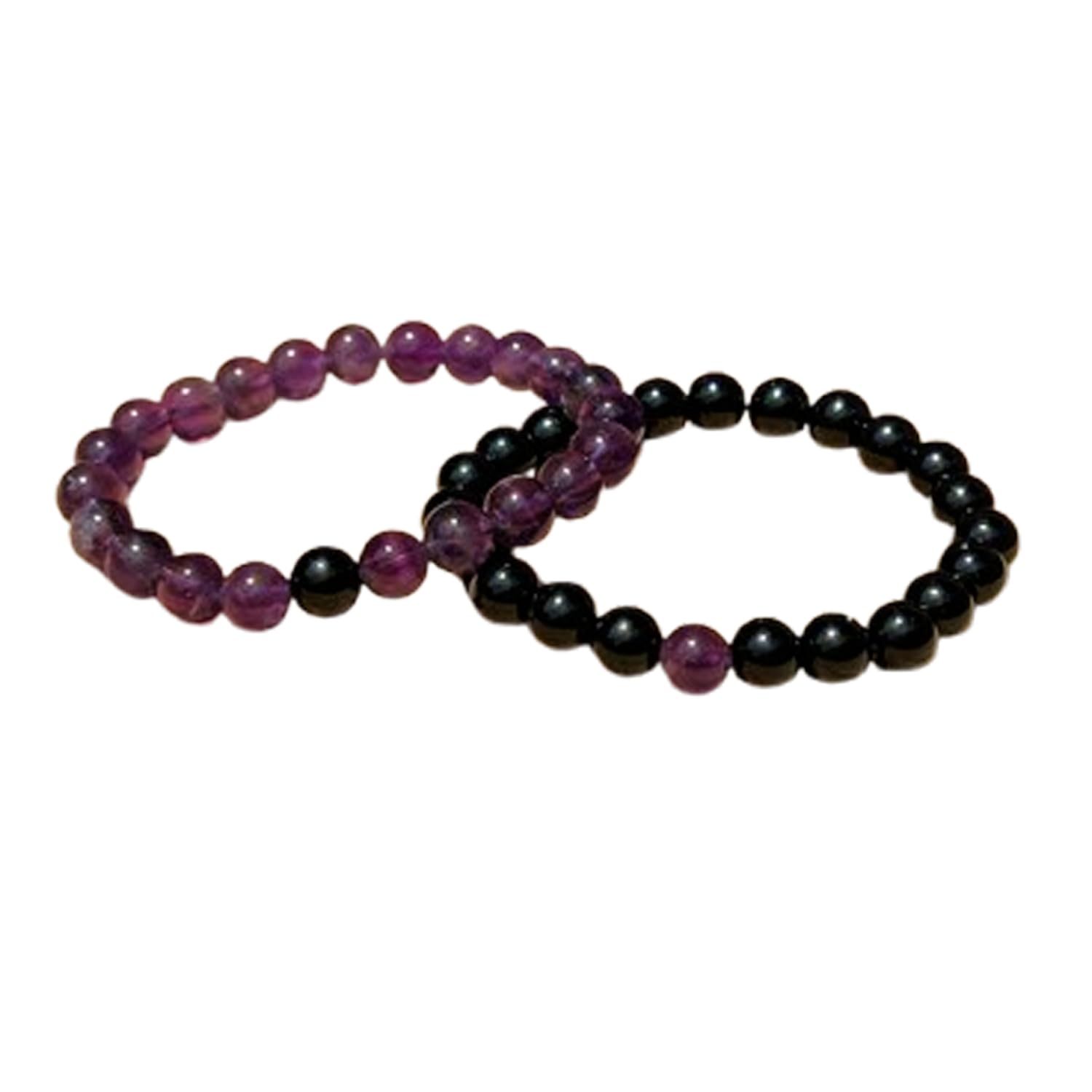 Bracelet couple améthyste 8mm pour apaiser le manque de la distance