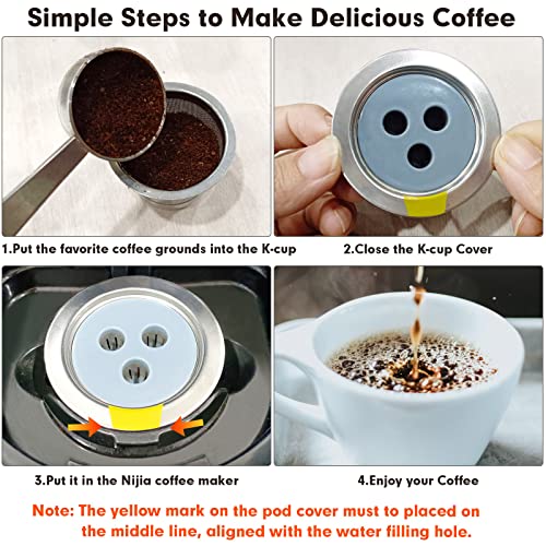 Stainless Steel Reusable K Cups Compatible With Ninja Dual Coffee Maker,Upgrade2 Pack K Cups Reusable Coffee Pods,Permanent K Cups Coffee Filters Fit Ninja Cfp201 Cfp300 Cfp301 Cfp307 Cfp400 (2Pack) #TOP2
