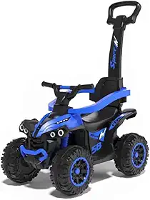 Quadriciclo Infantil Jipe Com Spider Carrinho De Passeio Infantil Com Haste Empurradora Andador Smart Carrinho Empurrador (Azul)