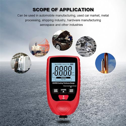 Medidor Digital Portátil de Espesor de Pintura, 0-1500 μm, Calibrador de Recubrimiento para Metales Ferrosos y No Ferrosos, para Automoción, Metalurgia Industrial y Talleres miniatura 2