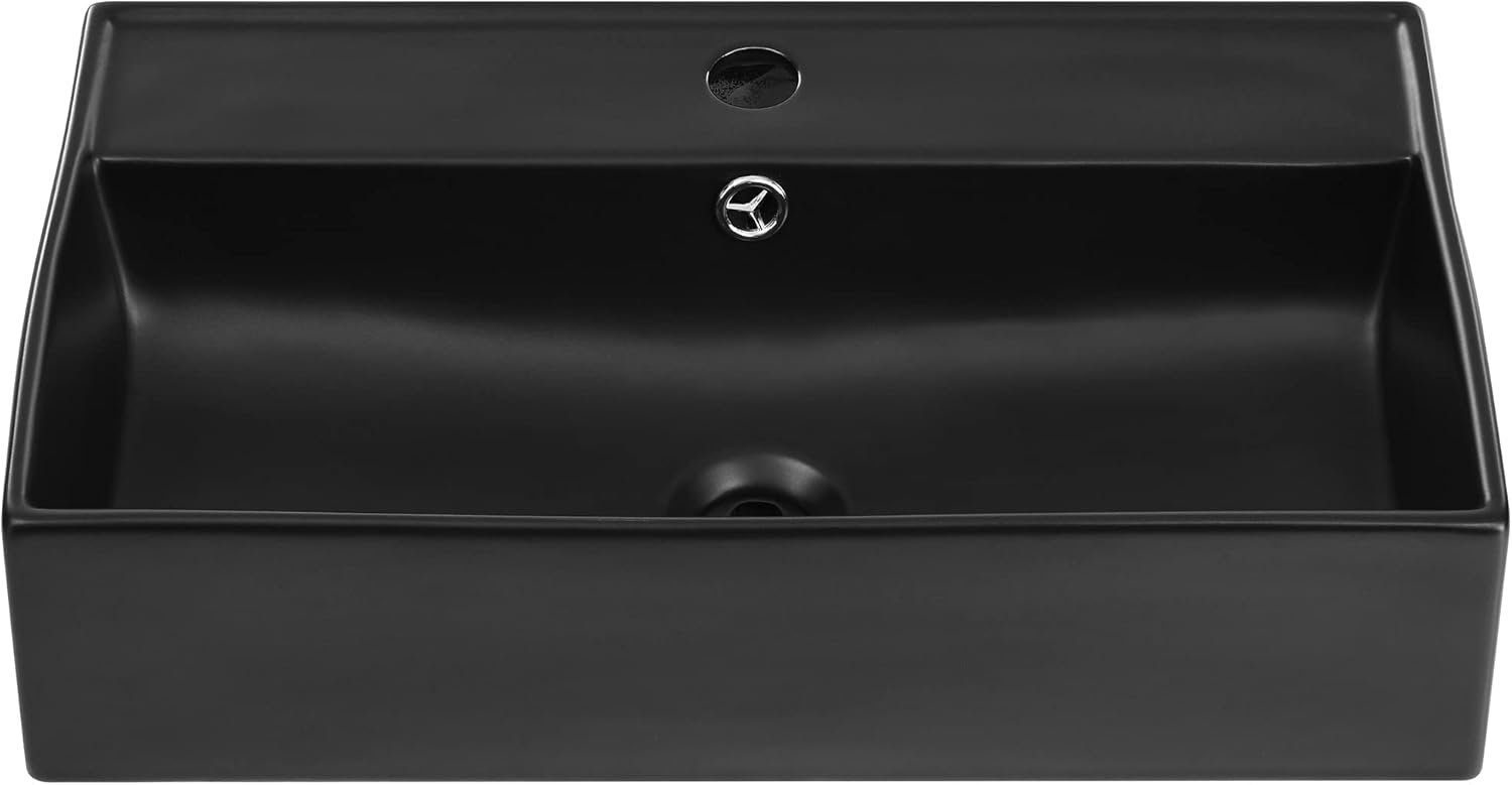 Claire 22" Rectangle Wall-Mount Bathroom Sink in Matte Black Black 22