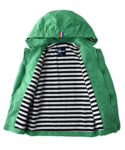 Hiheart B01NCPSFGD Boys Girls Waterproof Hooded Jackets Cotton Lined Rain Jackets Green 3T thumb #2