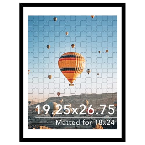 Image of JCJMY 19.25x26.75 Puzzles Frame Black, Display 18x24 with Mat or 19.25 x 26.75 without, Wall Hanging 19.25 by 26.75 Picture Frame for Poster Photo Canvas Picture Puzzles, Black