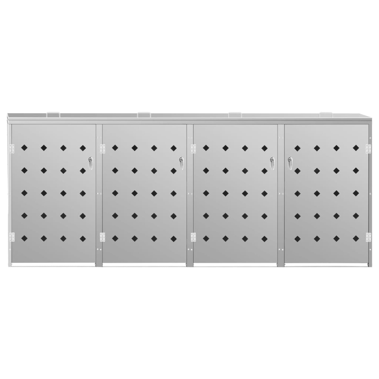 Homgoday Edelstahl Mülltonnenbox für 4x240L - Silber - 276x77,5x115cm - Gartenabfallbehälter mit Lüftung und Schloss Mülleimerschrank Model145382