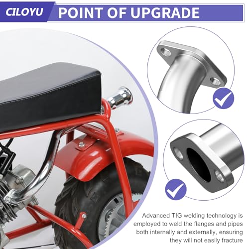 Image of Central Long Mini Bike Trumpet Exhaust Pipe for GMB100 CT100U | 3 Stage Under Seat Muffler Fits for Predator 79cc 3HP 98cc 154F 3.0HP Engine GPS Rascal 98 Lite FR-P Coleman Minibike Parts
