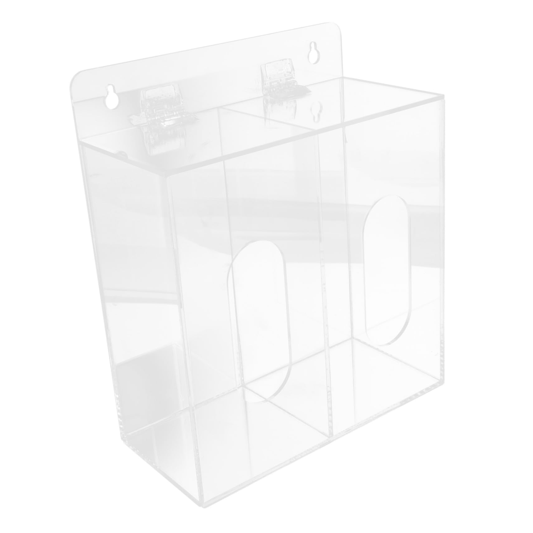 Dispenser da Parete in Acrilico per Maschere e Guanti con Due Scomparti, Contenitore Multifunzione Trasparente per Facile Accesso in Ambienti Professionali e Laboratori