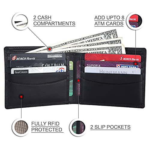 Image of Brooklyn Bridge Genuine Leather Slim Wallets for Men VT Black Men's Genuine Leather Wallet with RFID Blocking Bifold, Branded Quality Mens Wallet, Slim Compact, Minimalist Thin, Front Pocket Gift Set