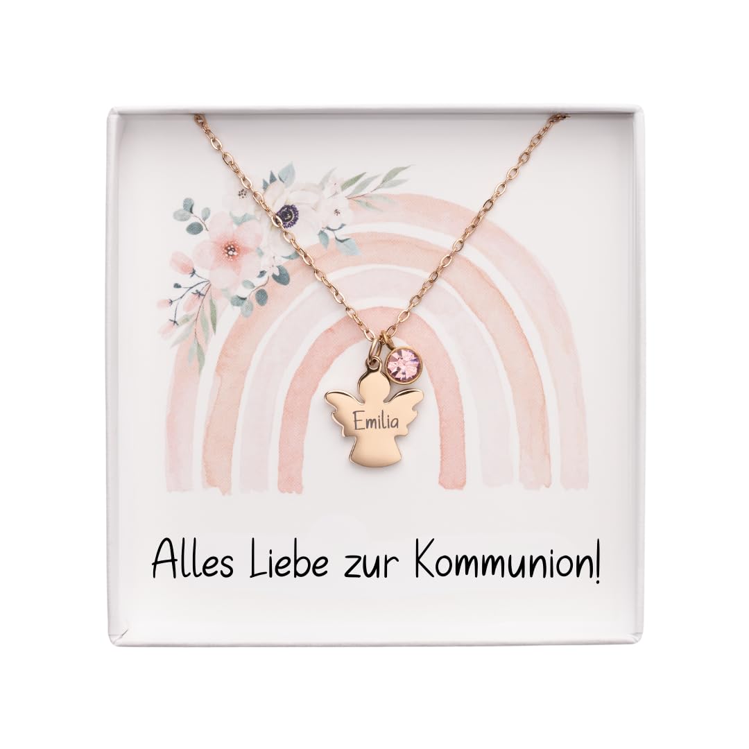 Generisch Personalisierte Kette zur Kommunion Schutzengel Taufkette Taufschmuck Mädchen