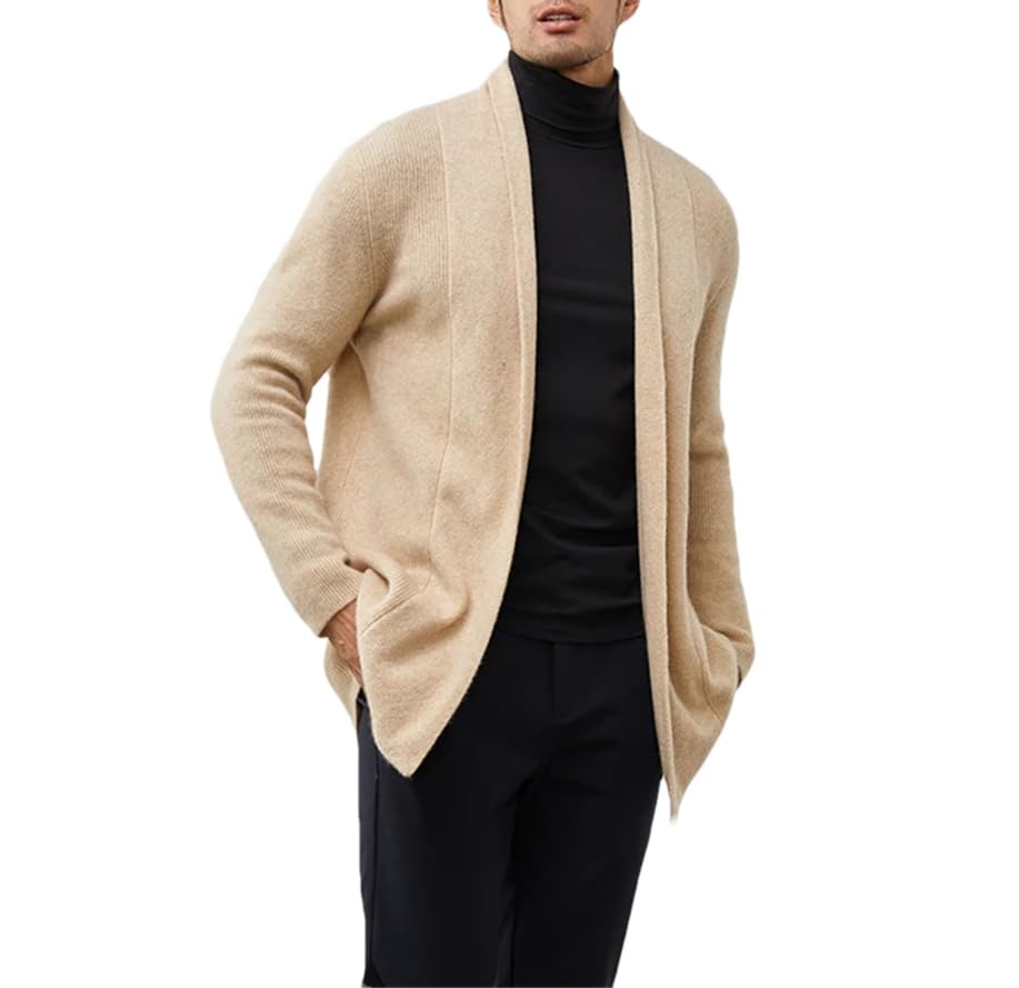 Suéter de cachemira para hombre, cárdigan de negocios, casual, talla grande, abrigo de punto
