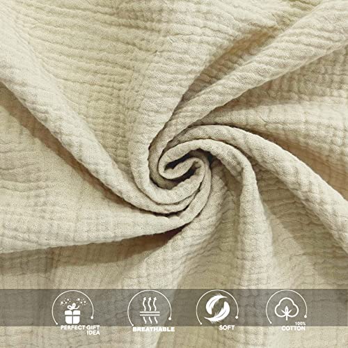 Image of Ultra Soft Muslin Crib Sheets for Baby, Premium Breathable Organic Cotton Crib Fitted Sheet for 52''x28''Standard Crib and Toddler Mattress,2 Pack Beige&Rainbow