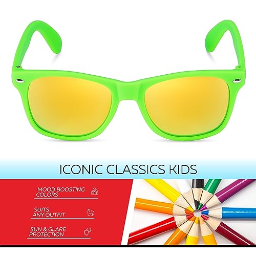 Image of Retro Rewind Kids Sunglasses for Boys Girls Age 3-12 - Shatterproof UV400 Toddler Children Sun Glasses