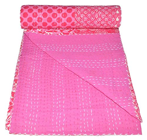 YUVANCRAFTS Kantha Patch Work Cotton Quilt Indian Bedspreads (Twin_Multicolour)