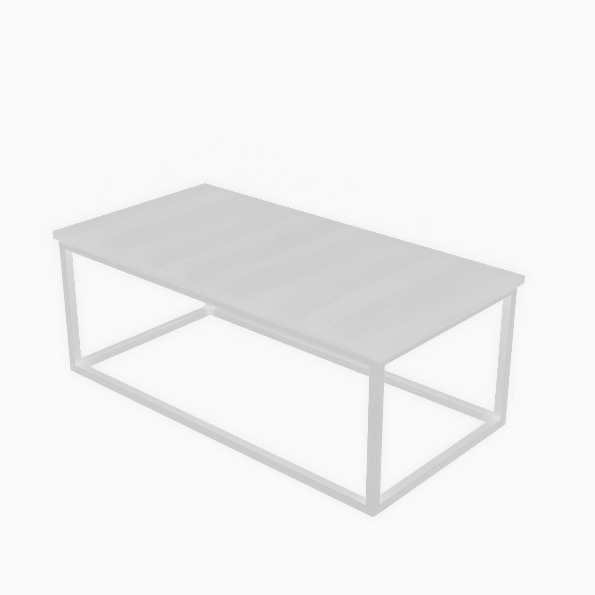 RIGID Rectangle Coffee Table with Metal Base | Modern Center Table for Living Room & Office | Wide Tabletop, Strong & Stable Frame, Elegant White Finish, Ready Assembled (60D x 120W x 45H CM)