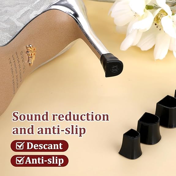 Image of Inralimot 5 Pairs Heel Caps for High Heels, 5 Sizes Heel Covers for High Heel Shoes Black High Heel Protectors Non-Slip Heel Stoppers for High Heels Replacement Tips Caps for Walking on Grass and Uneven Road
