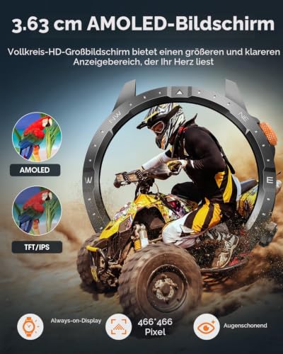 DEKELIFE Smartwatch Herren mit Telefonfunktion, 1,43' AMOLED Always-On Display Armbanduhr...