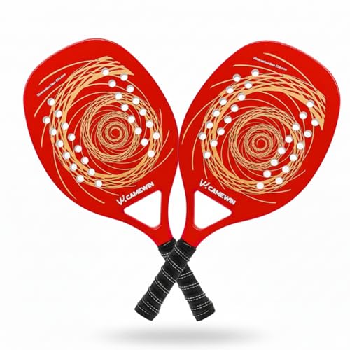 Kit com 2 Raquetes de Beach Tennis Com Fibra de Carbono EVA Solf Capa Protetora Versátil para Treino, Jogo Casual e Aulas (Vermelho C)