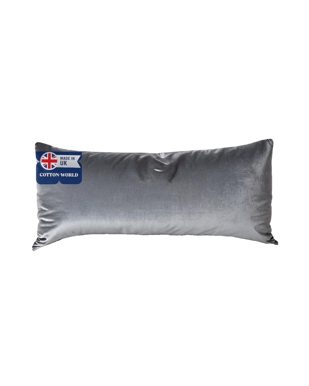 Bolster Pillow, Crushed Velvet Full Body Pillow, Hollowfibre Filled Orthopaedic Support Pregnencey Pillow, White Neck Support & Maternity Side Sleepers Pillows Cushion (Grey, 6FT SUPER KING)