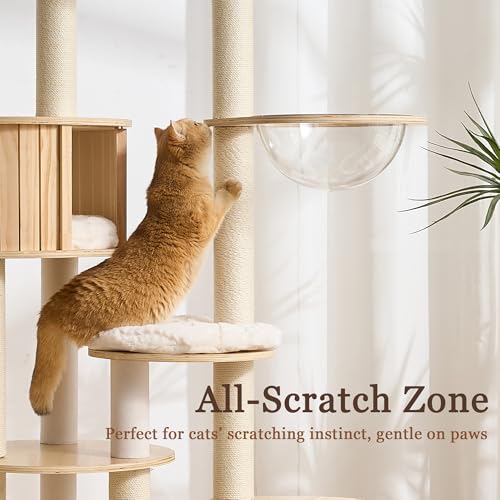 Torre para gatos de madera sólida con rascador 60 pulgadas miniatura 4
