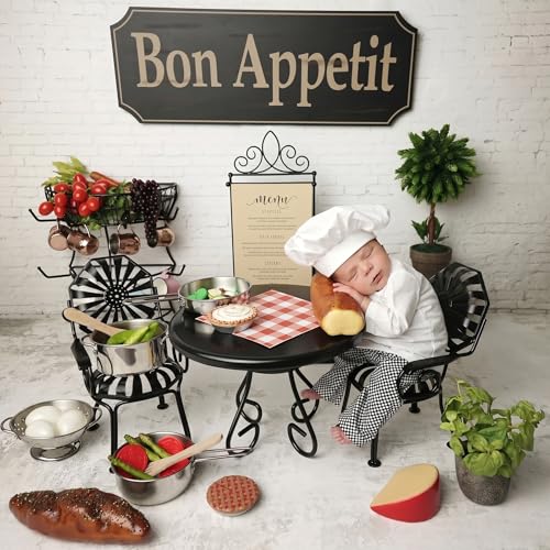 Image of Babymoon Set of 3 | Baby Chef Coat with Hat and Pant | Baker MasterChef Baby Photoshoot Props | Chef Theme | 0-3 Months