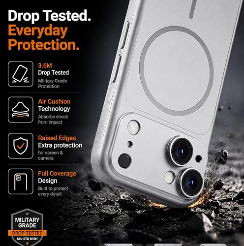 Image of for iPhone 13 Cover Luxury Glass Matte Lens Protect Case Magnetic for Mag-Safe Wireless Charging Shockproof PC Cover for iPhone 13 Back Cover (Silver)