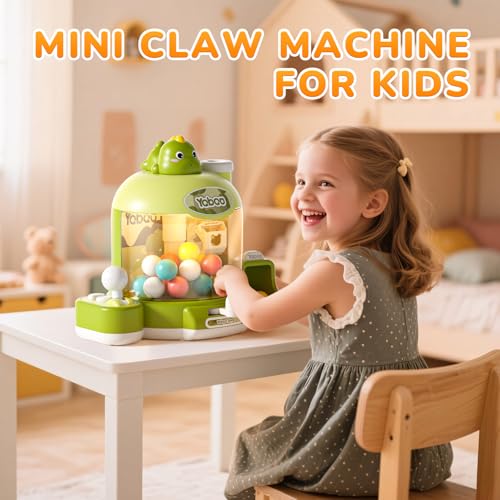 Skirfy Dinosaur Vending Machines Kids Toys Mini Vending Machines Gumball Prize Machines Maker Game Claws Machines Game Sensory Toys Dolls Gifts（Green）