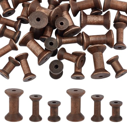 BENECREAT 30 carretes vacíos de madera antigua de 3 tamaños, carretes de hilo vacíos, bobinas de cinta de madera para tejer alambre, proyectos de madera, 10 unidades/tamaño