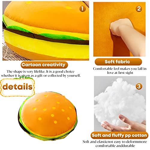 Image of 15.7 inch Hamburger Plush Cheeseburger Pillow Stuffed Food Cushion