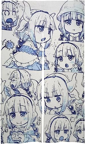 のれん 間仕切り 暖簾 小林さんちのメイドラゴン カンナ・カムイドアカーテン ロングカーテン 綿麻 目隠し 部屋仕切り 遮光 防寒 断熱 保温 出入り口 玄関 小窓 リビング インテリア 脱衣所 家庭用 業務用 四季兼用 アニメ カーテン 86x143cm