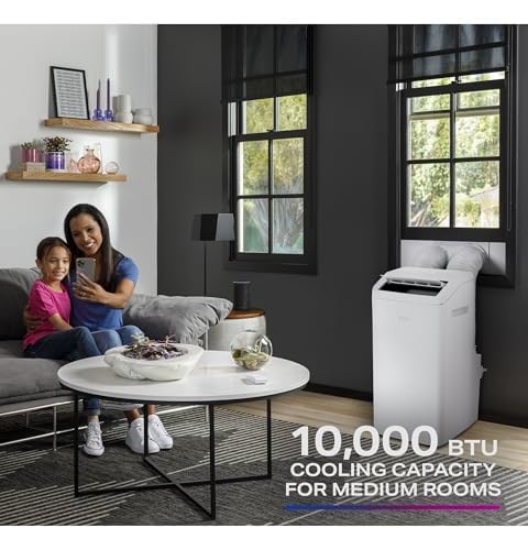 Image of GE Profile 10,000 BTU Smart Dual-Hose Portable Air Conditioner with Inverter, 3-in-1 AC with Dehumidifier & Fan, Cools Rooms up to 450 Sq Ft, Auto Evaporation, Wi-Fi, Easy Install Kit, White