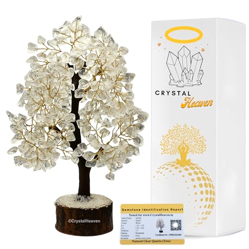 Image of Certified Clear Quartz Crystal Tree for Good Luck - Healing Crystals Money Tree for Wealth, Positive Energy at Home Office - Decorative Spiritual Gifts for Vastu, House Warming