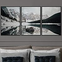 3 Piece Framed Canvas Wall Art Winter Lake Canvas Prints Home Artwork Decoration for Living Room,Bedroom - 16