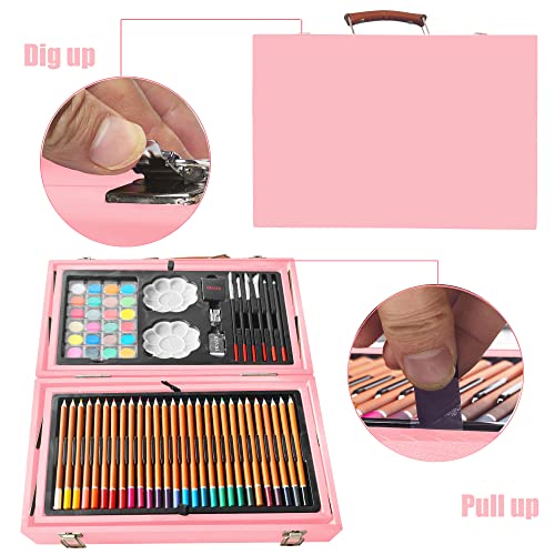 KINSPORY 139 PCS Art Set for Kids Deluxe Painting Drawing Art Supplies Case Gift for Teens Boys Girls 4 5 6 7 8 9 10 11 12 (Rose Pink) - Image 3