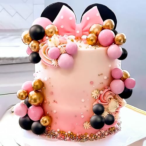 Roaring Good Time dessus de gâteau souris décorations de gâteau avec nœud rose noir et oreilles dorées pour l'anniversaire d'une fille et la fête de...