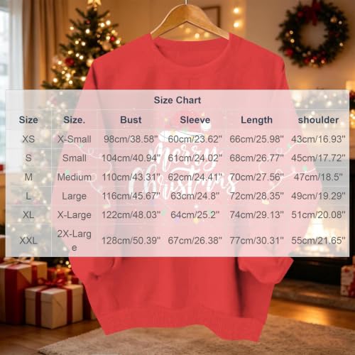 Aymnlox Christmas Shirts for Women 2026 Merry Graphic Crewneck Sweatshirt Long Sleeve Holiday Pullover Festive Casual Winter Top christmas shirts for women 2026 long sleeve Red XS - image 4