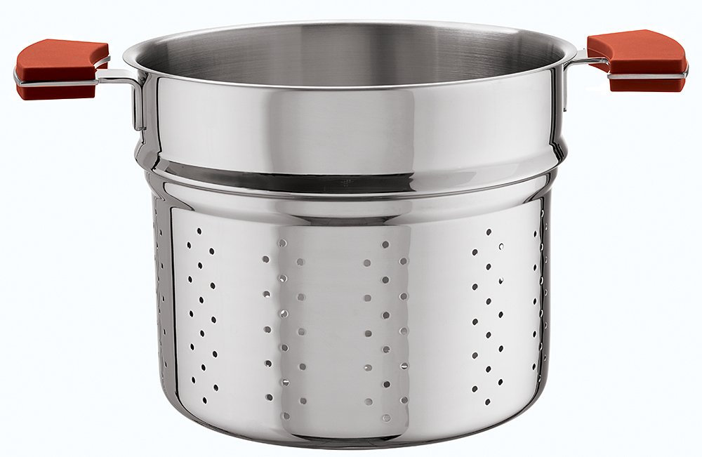 SambonetStainless Steel Stock Pot Colander 20 12 O 'Clock/Silicone Red