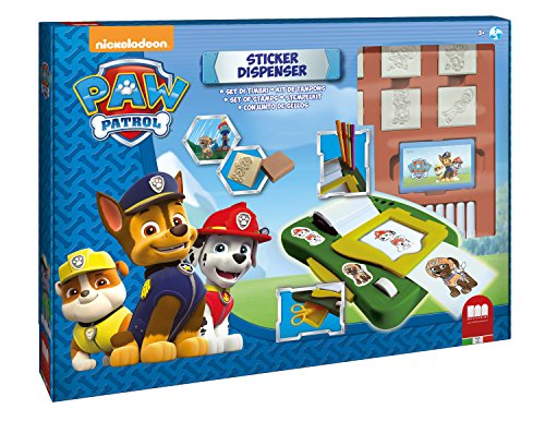 Price comparison product image Multiprint Stickers Machine Paw Patrol Boy,  Made in Italy,  7 Stamps,  Album with Pens,  Stamps for Children,  in Wood and Natural Rubber,  Non-toxic Washable Ink,  Gift Idea
