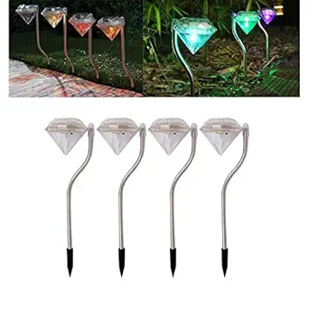 Aluogen Solar Lights, Outdoor Solar Waterproof LED Landscape Garden Lawn Lights Decoration Villa Courtyard Small Street Lights 4 Packs (White Light)