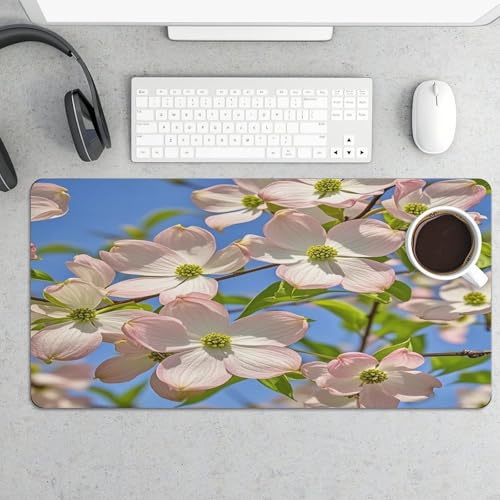 Mouse pad grande de goma, antideslizante, estilo flores miniatura 5