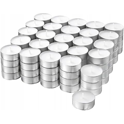 100 x Tea Lights Candles 4 Hours Long Burning Time Unscented Long-Lasting White Tealight Candles Cover