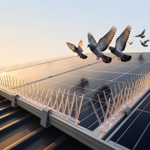 Image of Dual-Teeth Solar Panel Pigeon Deterrent Spikes | 30cm x 14cm Guard with Secure Clip-On Stands | No-Drill, No-Slip /No-Drill Mounting | UV-Safe (Dual Teeth Bird Spike Pack of 5)